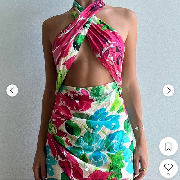 Zara Linen Blend Floral Print Dress - Picture 3 of 12